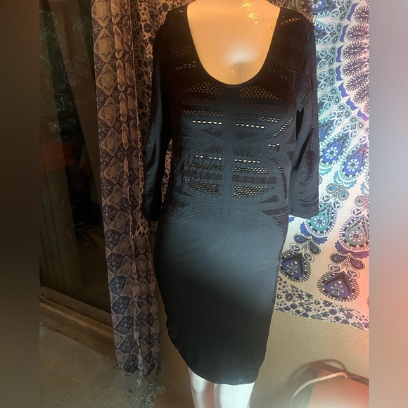 G buy gas, stretchy, distressed, looking, sexy dress with nude underlay - Picture 1 of 6